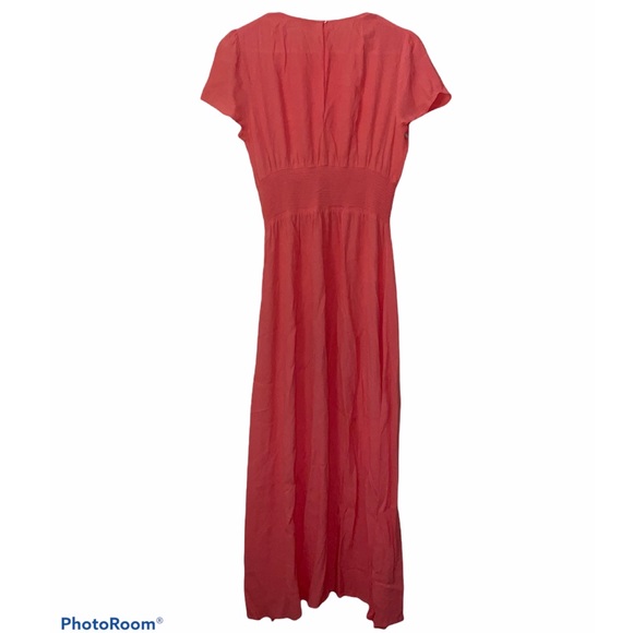 Wilfred Women's Aritzia Maxime Dress Medium Orange Short Sleeves Smocked Waist - Picture 13 of 15